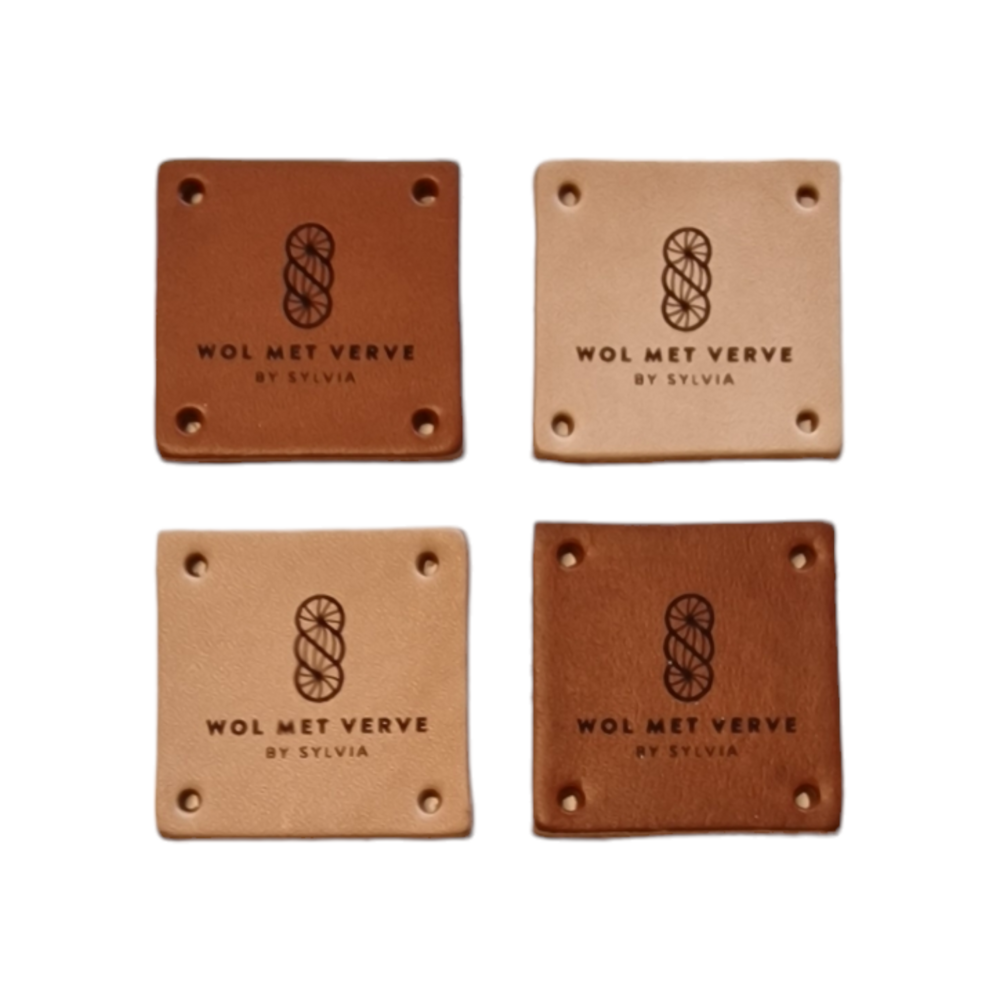 Lederen label met Wol met Verve logo