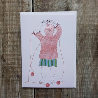Knitster Girl Turtleneck wenskaart