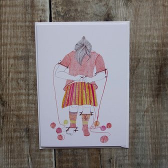 Knitster Girl Sweater&Sock Greeting Card