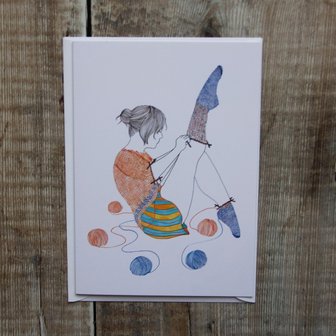 Knitster Girl Sock Greeting Card