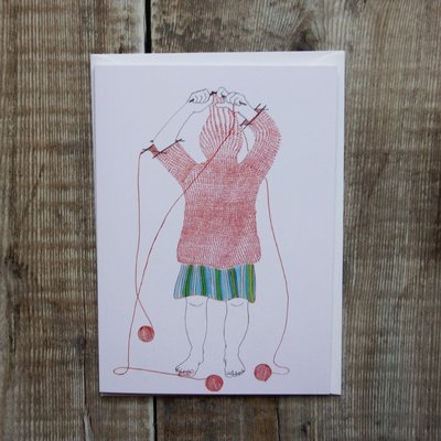 Knitster Girl Turtleneck Greeting Card